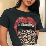 Prince Peter Collection black leopard tongue short sleeved graphic T shirt Photo 9