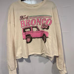 Ford Licensed Bronco Girl Cream Crop Sweatshirt Pink Size L Photo 0