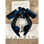 Sandro NEW Adrianne Velvet Block Heels In Turquoise size 36 Photo 4