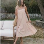 Jenni Kayne Jenni‎ Kayne Seersucker Summer Midi Dress Blush Tan Gauzy Sleeveless Sz XL Photo 1