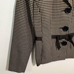 Vintage Sweet Suit Blazer Black Tan Checkered Bow Size 8P Photo 5