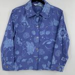 Fresh Produce  Shirt Jacket Womens S Purple Floral‎ Lightweight Button Up Shacket Photo 0