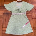 ZARA floral print Green V-Neck mini Dress - Size M Photo 2