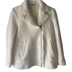 ZARA Trafaluc Size Small Cream Tweed Wool Blend Diagonal Zip Jacket Photo 0