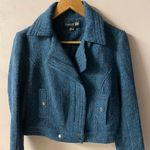 Forever 21  Dusty Blue Boucle Cropped Moto Jacket Size M GUC Photo 2