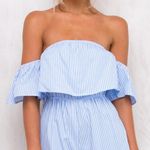 Princess Polly Blue & White Stripe Romper Photo 0