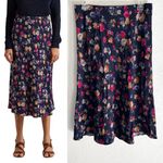 Ralph Lauren Lauren  Floral Midi Skirt 6 Petite Navy Photo 1