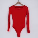 A New Day Ribbed Long Sleeve Scoop Neck Red Bodysuit Size Small Photo 1