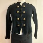 Sunny Leigh Women’s Black Knit Cardigan with gold buttons size S Photo 0