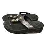 FitFlop ‎ Sandals Women’s size 6 Lunetta Gemstone Thong Leather Black Photo 1