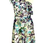 Kensie One-Shoulder Abstract Print Ruffled Dress Knee-Length Purple Watercolor Size M Photo 0