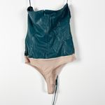 Amanda Uprichard Greca Faux Vegan Leather Halter Neck One Piece Bodysuit Pine S Photo 3