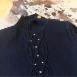 St. John SPORT Black Wool Blend Knit Sweater Gold Accent Buttons Size Small Photo 1