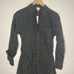 A New Day NEW Black Pinstripe Shirt Dress Midi Contemporary Chic Menswear Office Teacher Photo 1