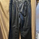 Unpublished  Womans High Rise Faux Leather Wide Leg Pants Size 28 Black Photo 0