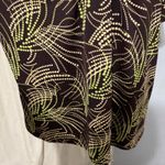 KC Stevens Brown Green Dot Swirl V Neck Keyhole Knot Tie Short Sleeve Top 2X Size XXL Photo 2