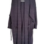 Jason Wu  Women’s Sz L Dark Grey Ribbed Chenille Knit Comfy Soft Robe Open Front Photo 0