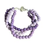 Vintage Teng Yue Multi Strand Bracelet Purple Beads Snap Closure Estate 7.5" Photo 2