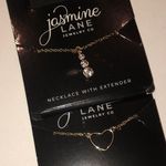 Jasmine  Lane Gold Tone Dainty Heart and CZ Rhinestone Drop Necklace Set Photo 0