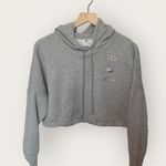 Adidas XS Grey Purple Foil Crop Top Hoodie Photo 0