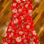 Jessica Howard  linen blend button up dress red NWOT SZ 10 casual dress wedding‎ Photo 0