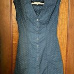 Madewell  Indigo Cap-Sleeve Button-Front Dress in Rainbow Heart Size 4 Photo 2