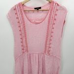 Very J Top Women MEDIUM Pink Embroidered Scoop Neck 100% Rayon Tunic Tank Photo 7