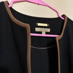 Talbots  Corporate Business Professional Dress Coat Open Black Tan Trim 8 Petite Photo 2