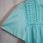 Vanity Fair Vintage 70's Light Turquoise Blue Button Lace Nightgown Pajama Dress Photo 7