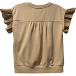 Voy Two Toned Ribbon Bow Ruffle Flutter Sleeve Tan Sweatshirt Whimsical Top S Photo 3