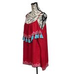 Tiare Hawaii  Red Tassel Mini Dress O/S Boho Aztec Tribal Beach Cover Up Resort Photo 2