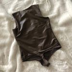 EXPRESS NWOT  brown faux leather contour bodysuit Photo 2