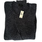 Talbots NWT  Woven Knit Sweater 100% Cotton Long Sleeve Navy Crew Pullover Small Photo 6