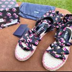 Prada Authentic Brand New Wrap Around Floral Rose Espadrille Platform Sandals Photo 2