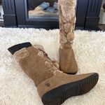 US Polo Assn Womens Boots 10 Brown Faux Suede Fur Trim PomPom Accents Photo 0
