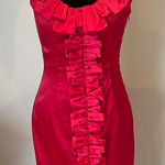 Elegant Red Ruffle Dress slim fit zips on side small Photo 0