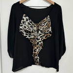 brenda's BRENDA’S | Chic Black Top with Leopard Print Bow Photo 0