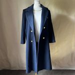 Vintage Forecaster of Boston 100% Wool Navy Blue Long Coat 7/8 Gold Button 80s Photo 8