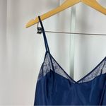 Victoria's Secret Medium Satin Lace V Neck Navy Blue Crop Tank Top Lingerie Photo 6