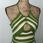 Simply Jules Green and Cream Knitted / Knotted Halter Midi Dress Size XS Photo 4