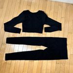 2 PIECE RIbbed Loungewear Workout Athleisure Set Size Small Black Photo 6