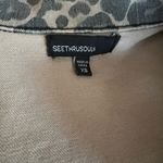 See Thru Soul Fitted Leopard Animal Print Denim Trucker Jacket Size XS NWT Tan Photo 3