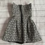 Gracia  Black Ivory Pattern Textured Strapless Sweetheart Fit & Flare Mini Dress Photo 2