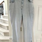 Abercrombie & Fitch Abercrombie Slim Straight Ultra High Rise Curve Love Light Wash Split Hem Jean Photo 1