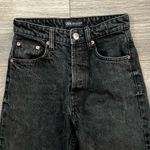 ZARA Button Fly High Rise Straight Leg Raw Hem Jeans | Mineral Faded Black | 2 Photo 2