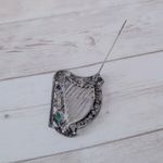 Vintage Sol Dor Celtic Brooch Harp Musical Gray Photo 4