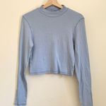 American Eagle  Light Blue Knit Mock Neck Long Sleeves Top US Large Photo 0