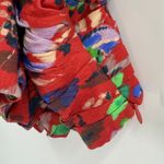 ZARA  Red Floral Adjustable Spaghetti Strap Ruched Cropped Tank Top Size XS Photo 2