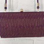 Structured Maroon Purple Shimmer Thread Structured Clutch Bag Photo 11