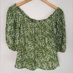 Abercrombie & Fitch  Green Babydoll Top Puff Sleeve Dainty Feminine Milkmaid Photo 0